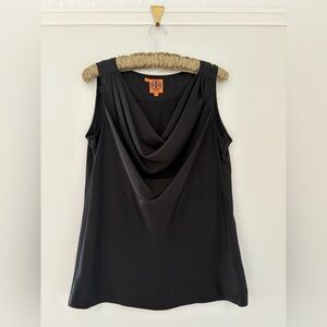 Tory Burch Black Drape Sleeveless Blouse